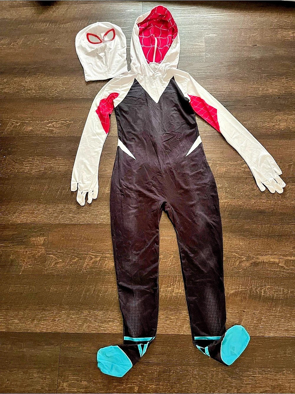 Spiderman: Ghost Spider Superhero Costume Black & White Size 8 Like New